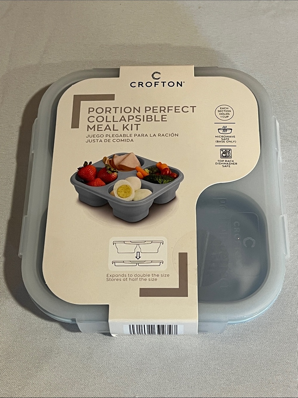 NEW Crofton Portion Perfect Collapsible Meal Kit - Light Gray